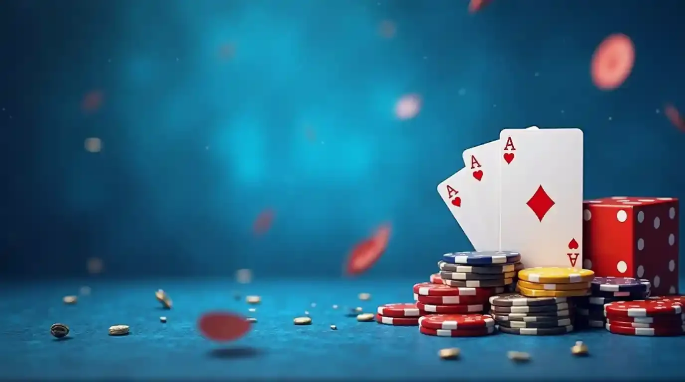 Брендовый баннер 1win с игровыми фишками и картами
